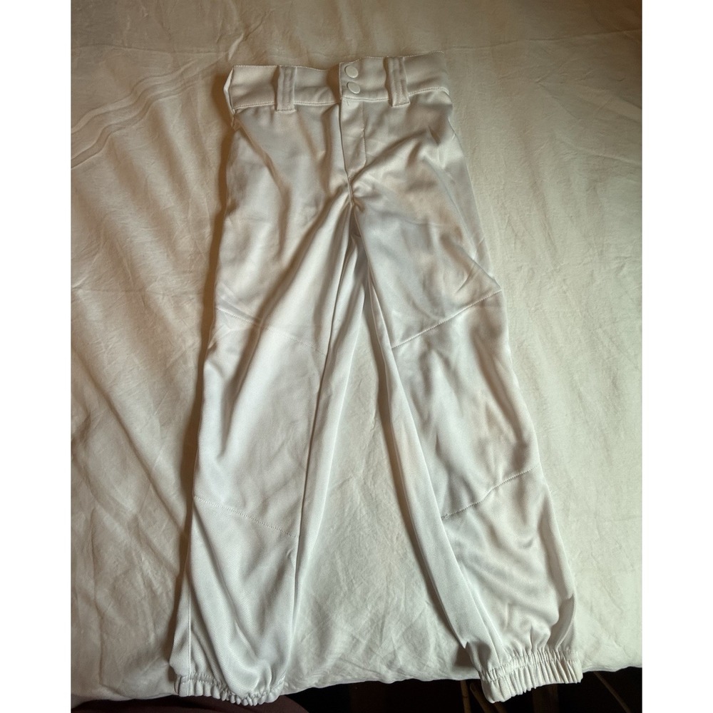 QBK Youth Baseball Pants Size 5T White Elastic Cuff Reinforced Knees